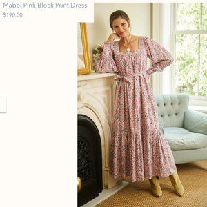 NWT Ophelia & Indigo Mabel Pink Block Print Dress